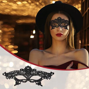 Women's Masquerade Mask Venetian Lace Half Face Adjustable Mask for Halloween - Picture 1 of 6