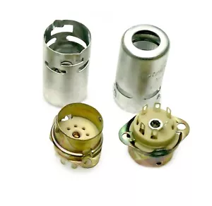 6 Stck. 7-polig Keramik Rohr Steckschlüsselschild 46 mm versilbert EAA91 EC92 6Z4 EZ90 - Bild 1 von 3