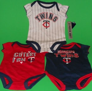 Minnesota Twins MLB New Boys 3 Piece Set Baby Infant 0-3 Mos Creeper Official - Picture 1 of 20