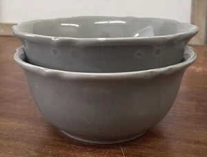 2 Large Threshold Wellsbridge Gray Stoneware Soup/Cereal/Serving Bowls 7” - Picture 1 of 7