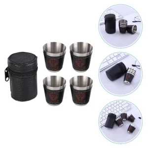 1 Set Portable Stainless Steel Outdoor Coffee Shot Glass Whiskey Cup Wine Cups - Picture 1 of 12