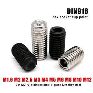 M1.6M2M2.5M3M4M5-M12 Hex Hexagon Socket Allen Head Cup Point Set Screw Grub Bolt - Picture 1 of 9