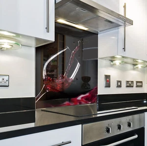 KITCHEN BACKSPLASH Splashback Kitchen Tempered Glass Wine Drink Black - Picture 1 of 3