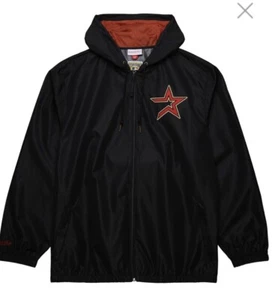 Mitchell & Ness Unlined Windbreaker Vintage Logo Houston Astros Black Red Sz XL - Picture 1 of 10