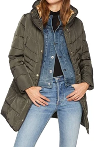 Cole Haan $325 Taffeta Down Coat With Faux Fur Collar Women’s Size Small - Picture 1 of 7