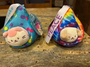 Anirollz with Kisses 4" Mini Stuffed Animal Birthday Cake and Peace Tye Dye Set - Picture 1 of 7