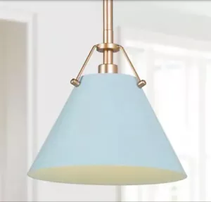 LNC Modern Grey Blue Island Pendant Light w/ Linear Gold Downrod - Picture 1 of 3