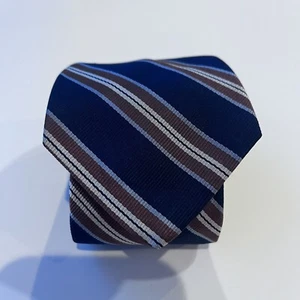 Homer Reed Ltd Necktie Mens Blue Bronze Stripes Vintage Designer Tie 57L 3.5W - Picture 1 of 7