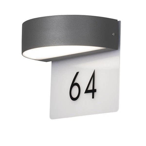 LED High Power Alu Hausnummern-Wandleuchte MONZA anthrazit IP54 außen 7855-370 - Bild 1 von 1