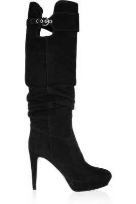 SERGIO ROSSI Veronica slouchy suede boots Size 5.5 $1295 Black  - Image 1 of 4