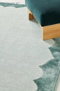 Hand Tufted Woolen Area Rug ANTHRO VANYA DARK TURQUOISE Carpet for Living Room - Picture 1 of 6