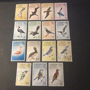 TURKS & CAICOS IS, SCOTT # 265-279(15, COMPLETE SET 1973 BIRDS ISSUE USED - Picture 1 of 2