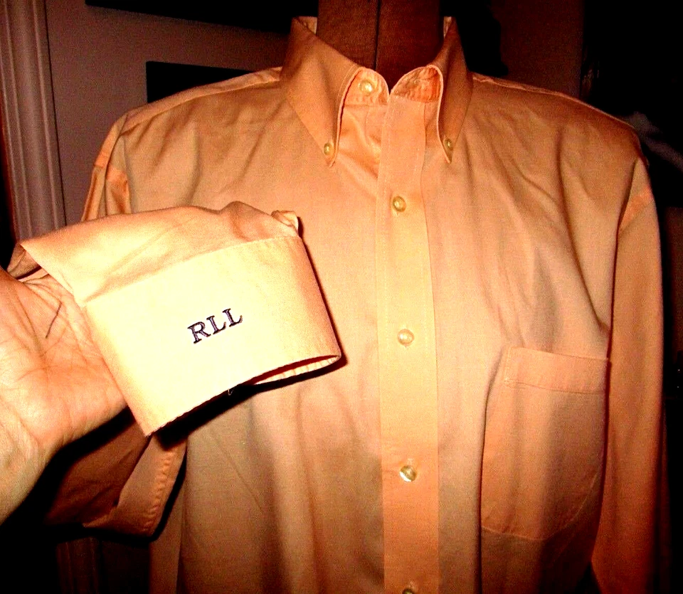 RLL Embroidered Cuff CHAPS Orange WRINKLE FREE Shirt/Size 17-17 1/2 36/37 XL - Image 1 of 4
