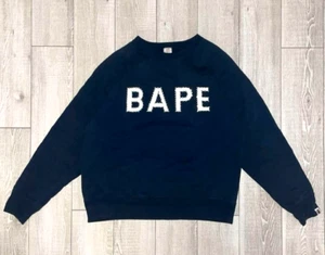 Bape A Bathing Ape Vintage Bape Swarovski linestone sweatshirts Nigo Size M Navy - Picture 1 of 6