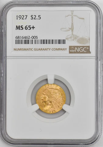 1927 $2 1/2 Gold Indian $2.5 MS65+ NGC 947050-2 Cover