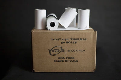 WRB SUPPLY 2 1/4 x 50 Thermal Paper -50 Rolls for First Data FD400 FD400Ti VeriFone VX670