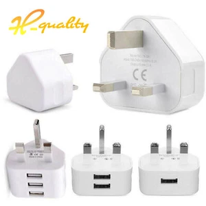 1A/2A/3A USB Mains Charger Adapter UK 3Pin Travel Wall Plug for Samsung/iPhone - Picture 1 of 14