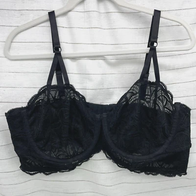 Torrid Womens Black Unlined Lace Underwire Lingerie Bra Plus Size 2 Back Closure - Image 1 of 4