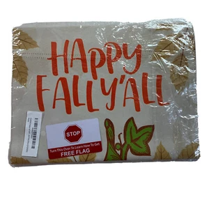 Happy Fall Y’all Pumpkin Linen GARDEN FLAG 12x18” - Picture 1 of 5