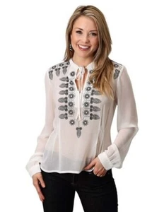 Roper L143247 Womens White Gorgeous Georgette Peasant Blouse Size S - Picture 1 of 3