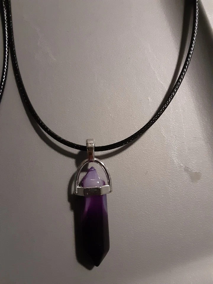 Collar Punta Ónix Púrpura Piedra Preciosa Cristal Piedra Natural Chakra Curación Foto 1 de 1