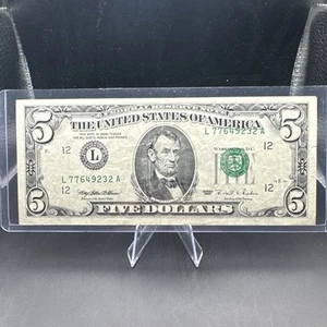 $5 1995 3rd Printing Misalignment Error. Circulated Note - Picture 1 of 8