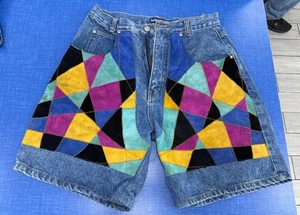 Vtg Dakota Blue Jean Shorts Junior's 9 Fade Denim Suede Multi-color - Picture 1 of 7