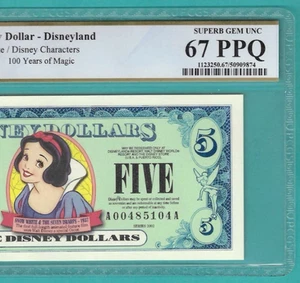 5 $ 2002 Disney Dollar Schneewittchen PCGS 67PPQ - Bild 1 von 3