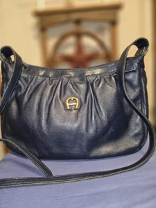 Vintage Etienne Aigner Schulter Umhängetasche Handtasche blau Echtleder - Bild 1 von 4