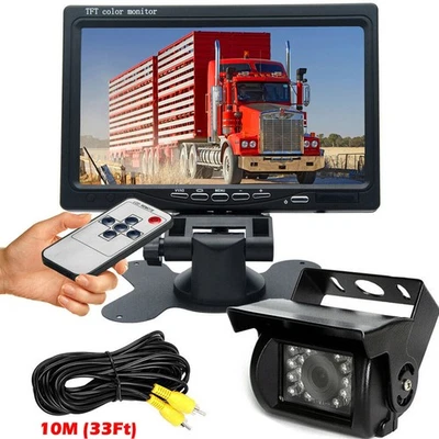 Vehicle IR Waterproof Backup Camera +7" Rear View Monitor for Truck Traielr Bus - Image 1 of 4