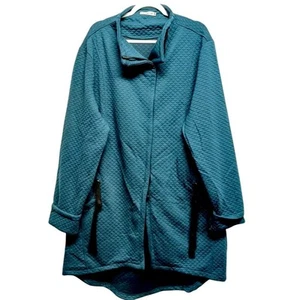 Z Avenue Teal Quilted Jacket 1XL Mid-Length Zip Fall Winter - Picture 1 of 6