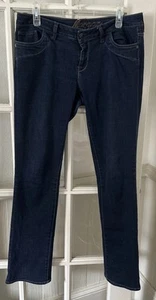 Straight Leg Jeans Dark Wash Low Rise Stretch Womens 9/10 Long - Picture 1 of 10