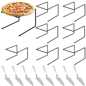 Set di supporti per teglie per pizza 16 pezzi include 8 supporti per pizza in metallo nero ta... - Foto 1 di 7