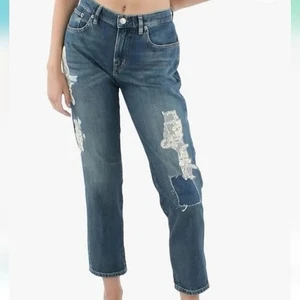 Lauren Ralph Lauren Damenjeans Spitze Patchwork Relaxed Tapered Gr. 10 Straight - Bild 1 von 18