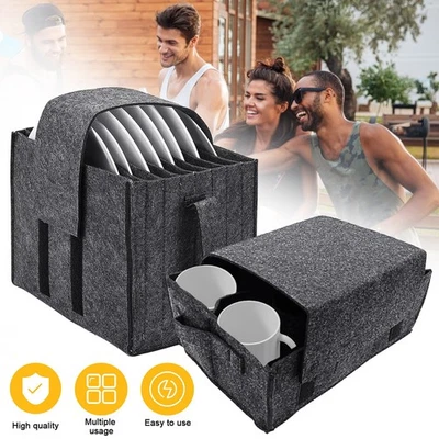 2x Camping Tellerhalter Tassenhalter Filz Geschirr Aufbewahrung Tasche Wohnmobil - Bild 1 von 4