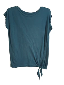 Ann Taylor Loft Shirt Top Size x-Small Blue Cap Sleeve Solid Cotton Pullover - Picture 1 of 3