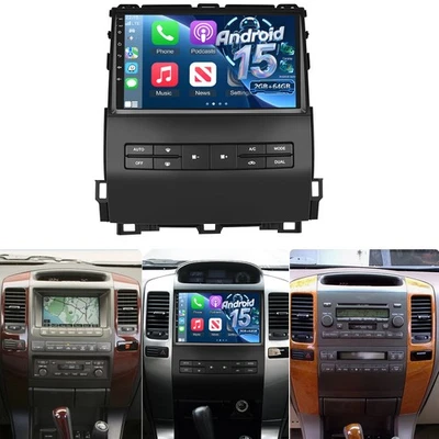 For Lexus GX470 2002-2009 Toyota Prado Car GPS Stereo Radio CarPlay Android 15.0 - Image 1 of 4