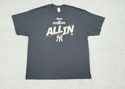 New York Yankees Shirt Mens 2XL Black MLB Baseball Postseason 2017 All In Tee - Image 1 of 4