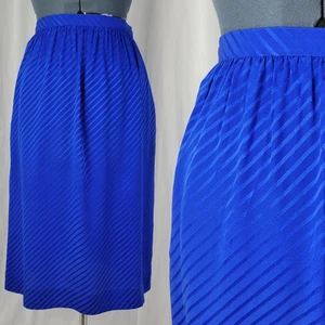 Vtg Liz Claiborne Blue Stripe on Blue Fitted Skirt w Pockets 100% Silk Size 8 - Bild 1 von 17