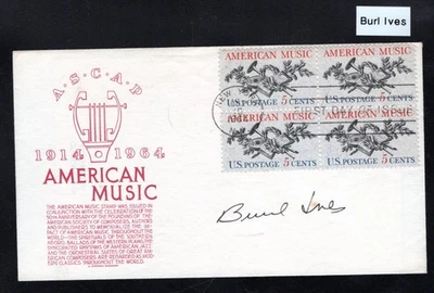 #1252 Music 1964 FDC Anderson - Autographed Burl Ives Singer/Actor - Image 1 of 2