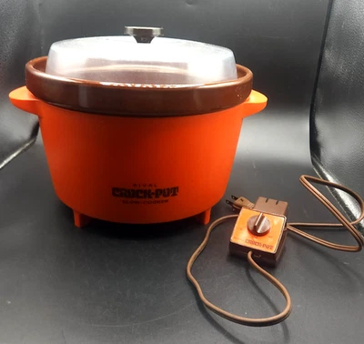 Rival 5 Qt Crock Pot Slow Cooker Model 3300-2 Vintage Orange Retro 1970s - Image 1 of 4