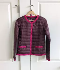 Uniqlo Ultra Light Daunenjacke Damen S Burgund Rosa Besatz Packbar Puff Cardigan - Bild 1 von 9