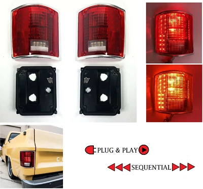 Par de luces traseras secuenciales freno LED con moldura Blazer Jimmy Suburban 1973-1991 Foto 1 de 4