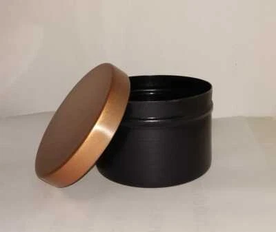 Decorative empty jars , Antique metal Containers with metal lid - Image 1 of 4