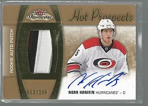 Camiseta deportiva 2015-16 Fleer Showcase #191 Noah Hanifin autógrafo 3/299 radiocontrol - Imagen 1 de 1
