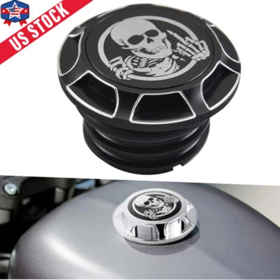 Black Skull Fuel Tank Gas Cap For Harley Touring Sportster XL 883 1200 1996-2014 - Image 1 of 4