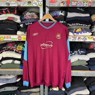 WEST HAM UNITED 2003 2005 HOME L/S FOOTBALL SHIRT SOCCER JERSEY REEBOK Sz ~XL - Image 1 of 4