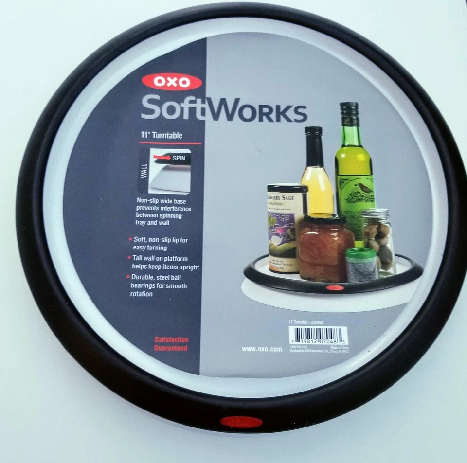 "Tocadiscos OXO SOFTWORKS 11"" Lazy Susan Blanco Negro Silencioso Fácil Giro NUEVO Foto 1 de 3
