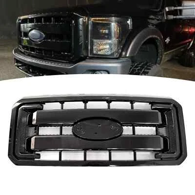 Front Upper Grill Glossy Black For Ford 2011-2016 F250 F350 F450 F550 Super Duty - Image 1 of 4