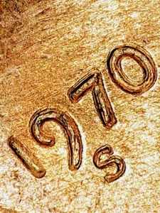 1970-S Lincoln Cent RPM/MS/BU/Red Triple Struck Mintmark! - Picture 1 of 4